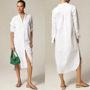 NWT J CREW WHITE LINEN TUNIC SHIRT DRESS   XL